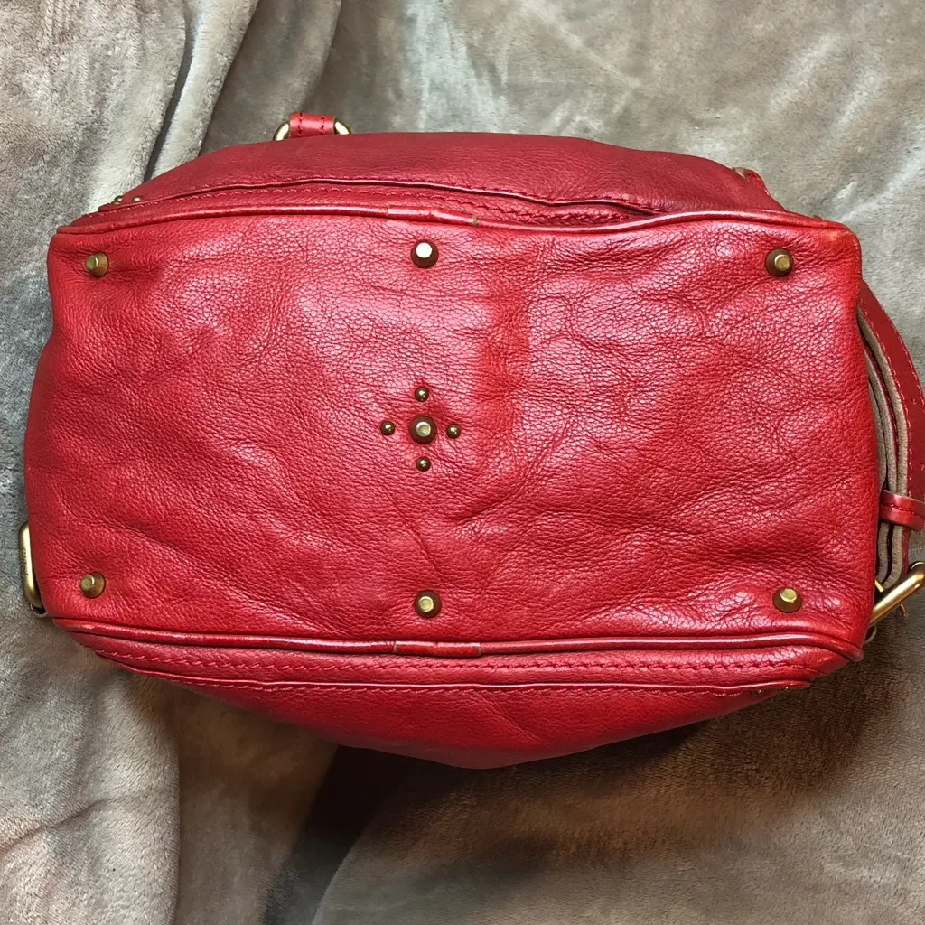 CHLOE Paddington Small Red Leather Padlock Bag w/ Lock Key Dust Bag - Image 6