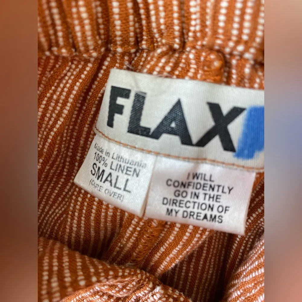 Flax 100% Linen Striped Elastic Waist Pants, Size Small - Image 4