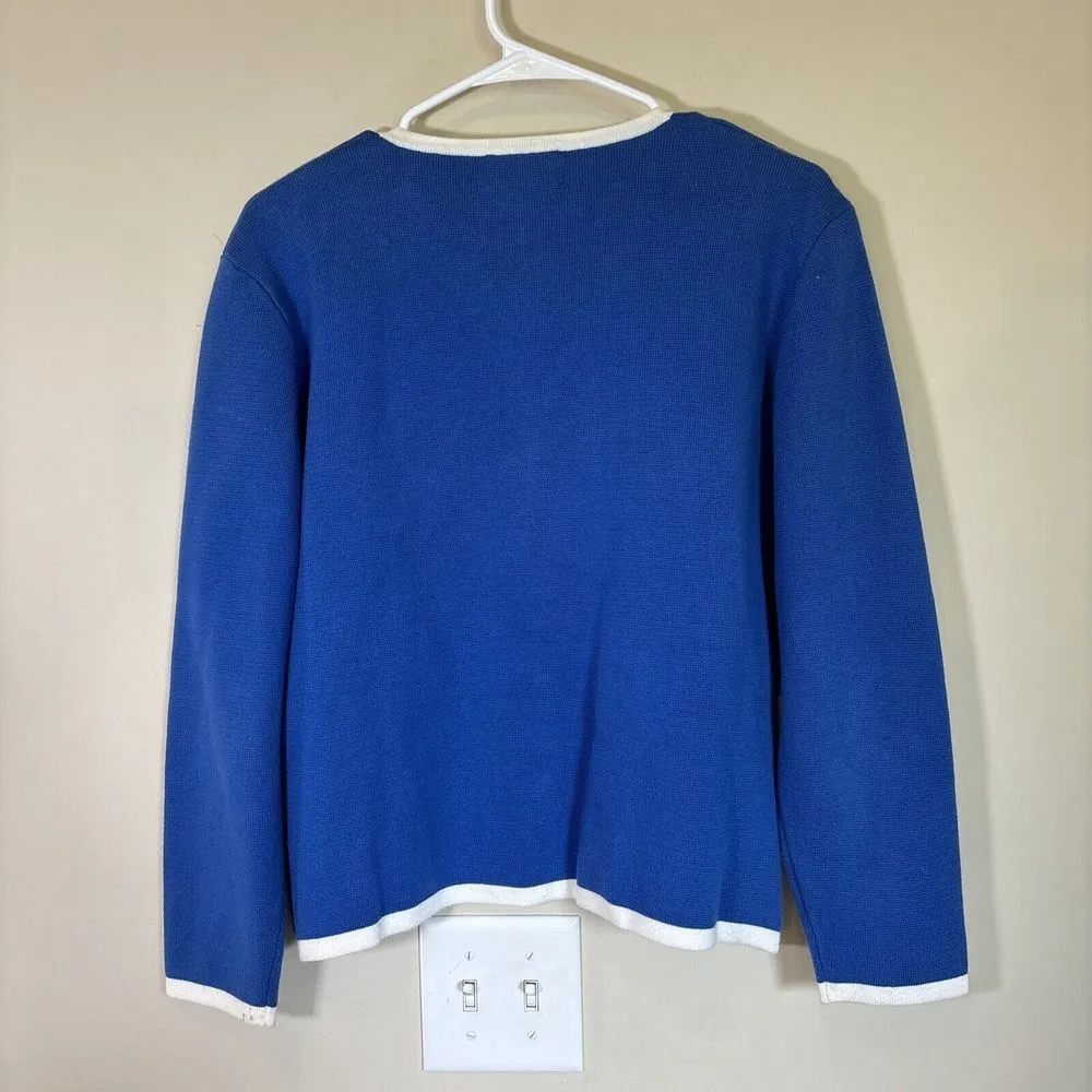 Pendleton  Cardigan Womens Small Blue White Trim Blazer‎ Button Front Cardigan - Image 6