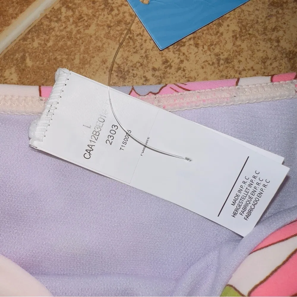 NWT Cupshe Pink Floral Print High Waisted High Leg Cheeky Bikini Bottoms large - Image 3