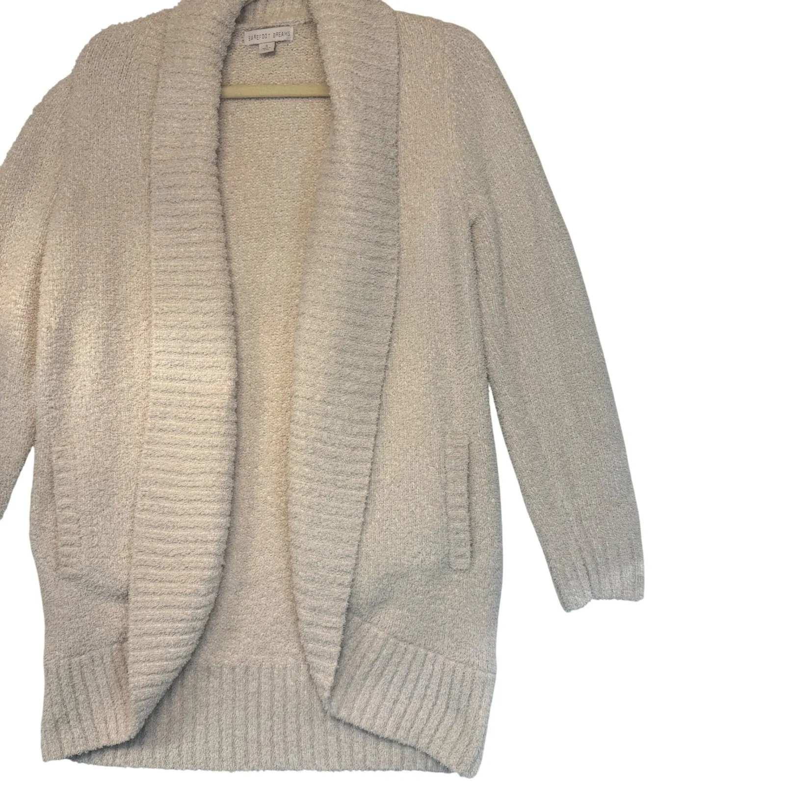 Barefoot Dreams Cozy Chic Cardigan Cream Shawl Collar Cozy Lounge Size S - Image 4