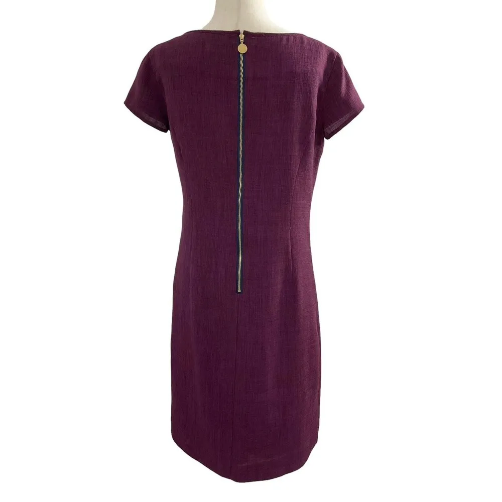 ELLEN TRACY Women Size 4 Purple Short Sleeve Sheath Dress 15-142 - Image 4