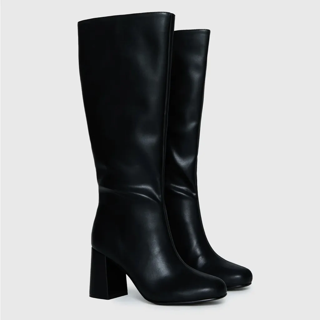 princess polly taela black leather boot size 8 - Image 3