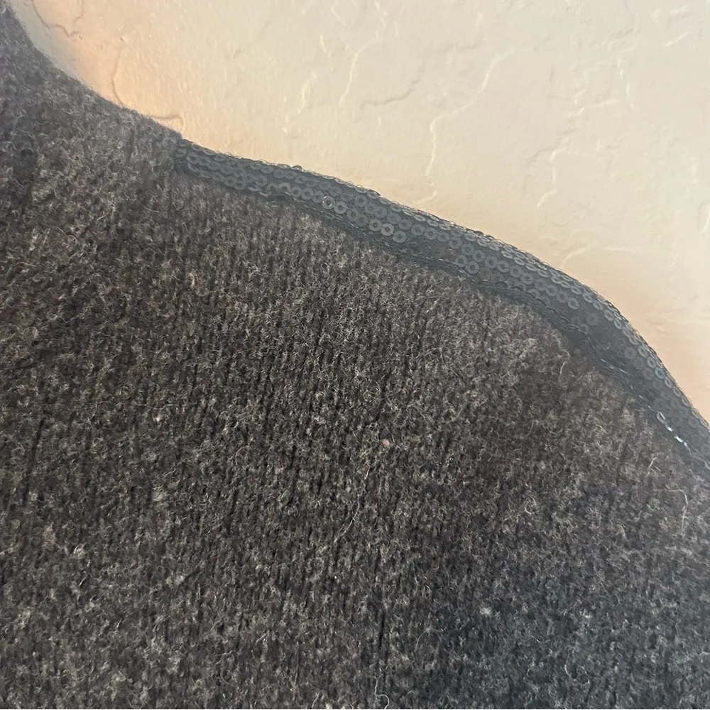 Soft Surroundings black 100% merino wool cardigan sweater coat with sequins med - Image 9