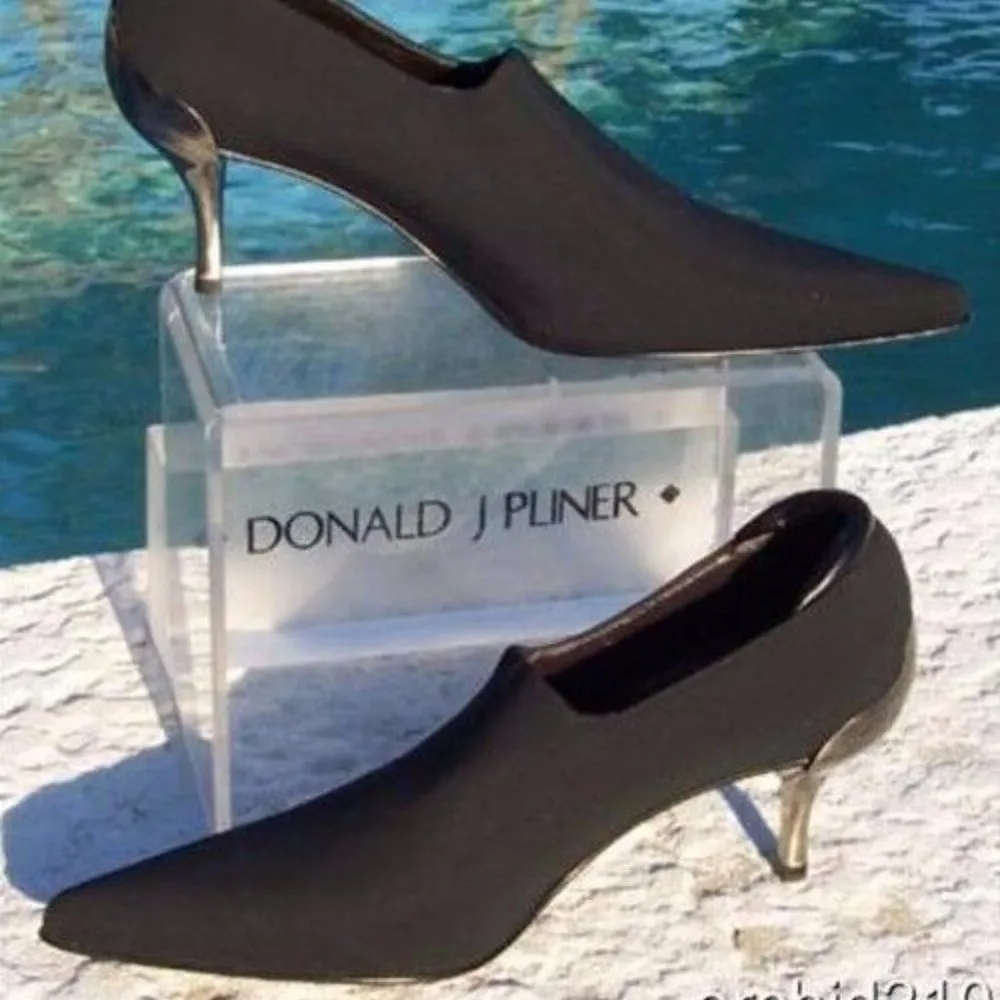 Donald Pliner Leather Shoe Pump Bootie Crepe Elastic Stretch $340 NWT Metal Heel Black Size 6 - Image 9