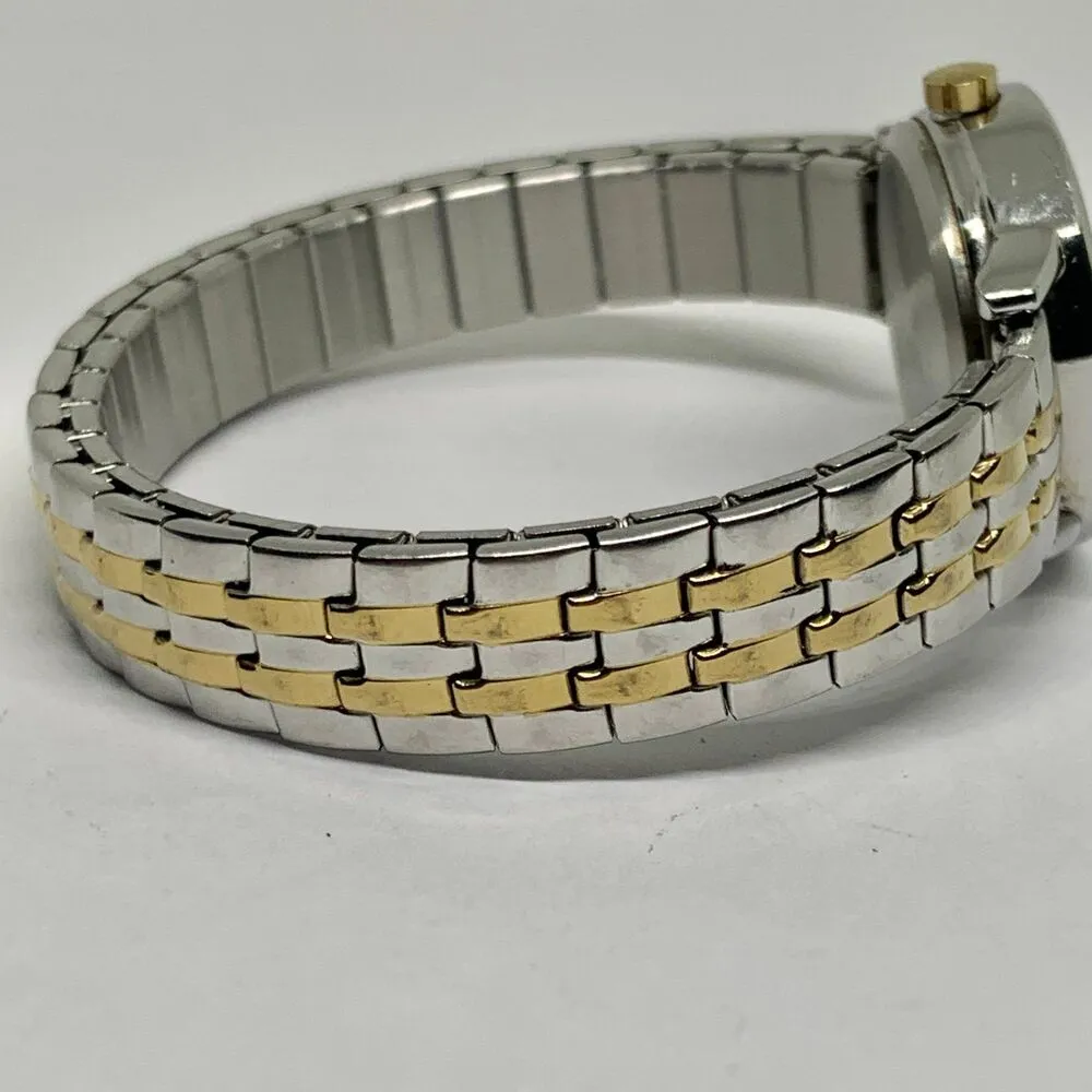 Timex indiglo women’s quartz analog watch silver gold tone 25mm size 6” running - Image 5