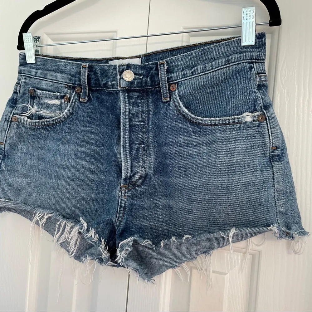 Agolde Parker Vintage Cut Off Jean Shorts Sz 27 Button Fly Medium Wash - Image 4