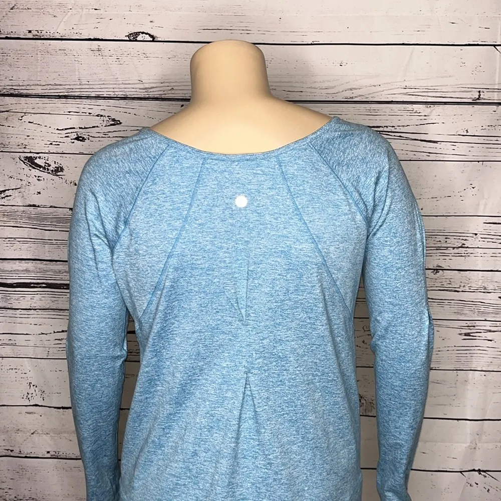 Zella Size XL Blue & White Heathered Long Sleeve Athletic Top w/ Thumbholes - Image 5
