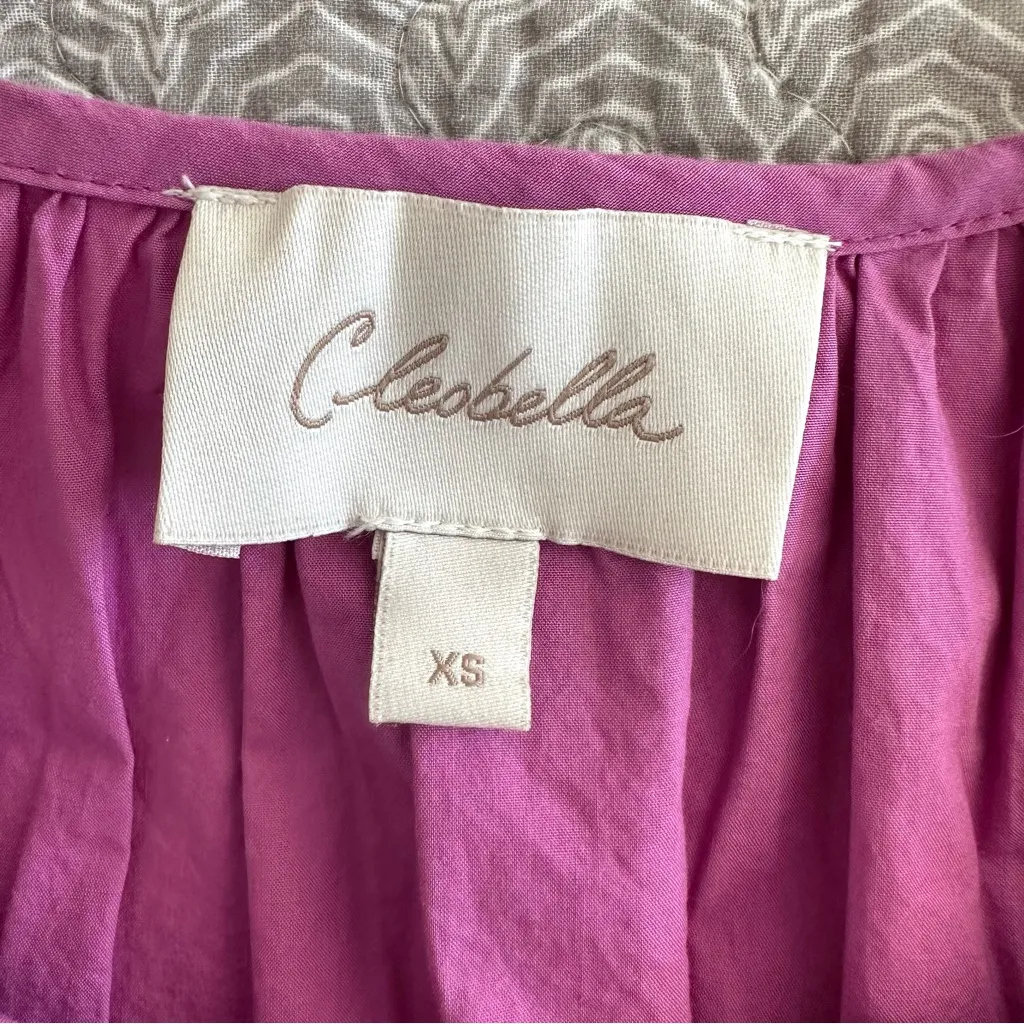Cleobella Jess Azalea Pink Purple Ruffle Puff Sleeve Button Blouse Size XS - Image 8