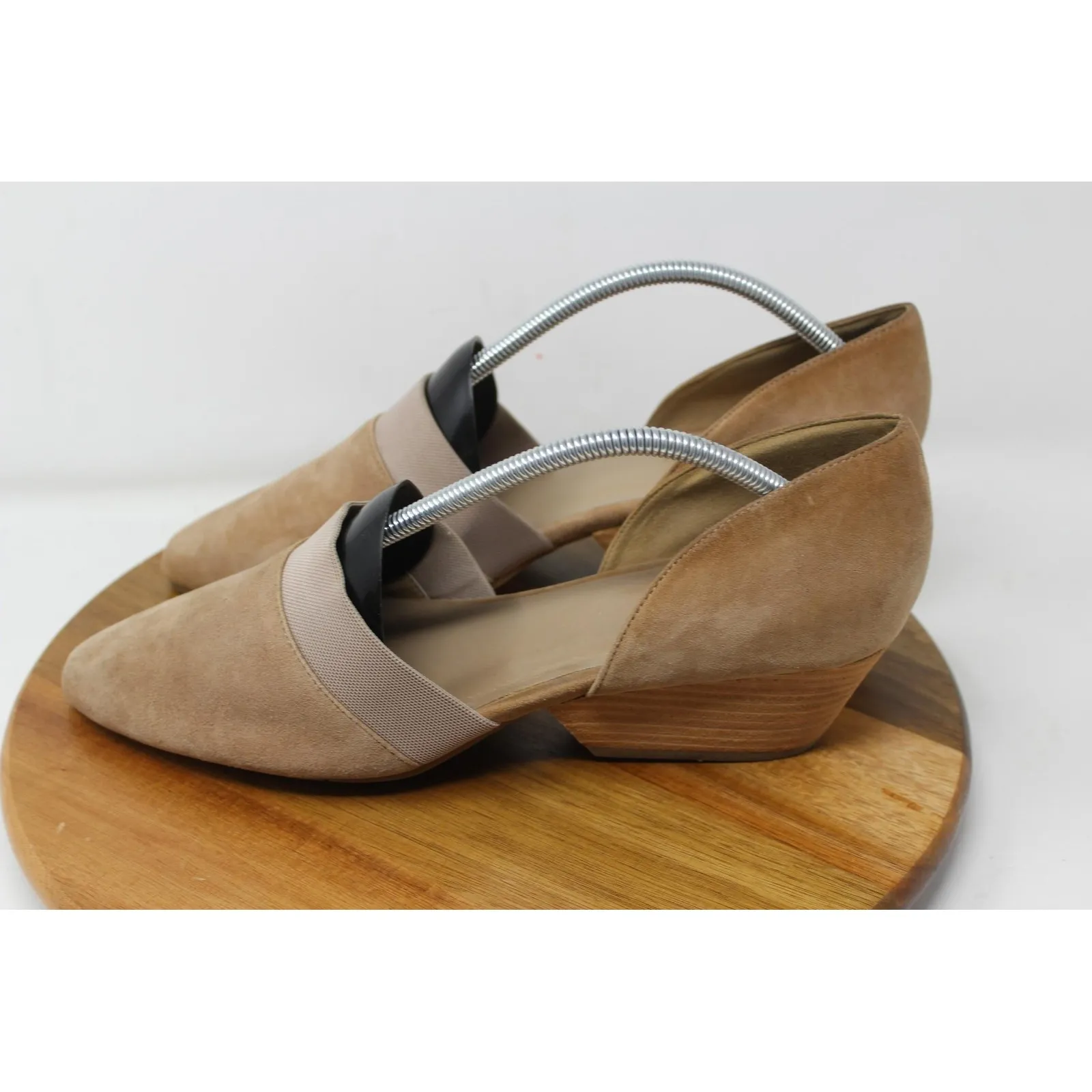 Eileen Fisher Shoes Womens Size 12 Taupe Suede Block Heel Pointed Toe Elastic - Image 4