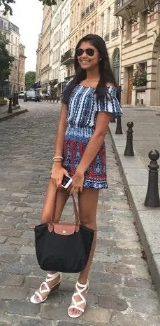 Blue Rain Off The Shoulder Romper - Image 9