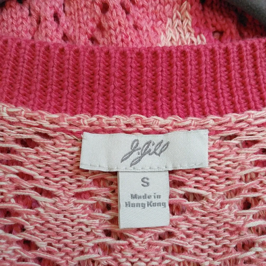 J.jill crochet sweater pink color block - Image 4