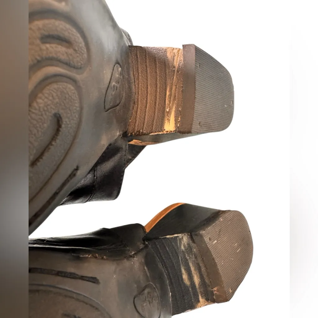 BOC Thebe Women’s Black Leather Slingback Block Heel Perforated Sandals 7 in GUC - Image 7