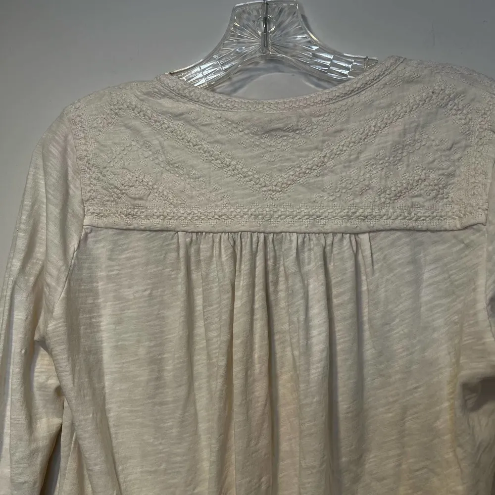 Lucky Brand Flower Top Ecru Embroidered Medium - Image 5