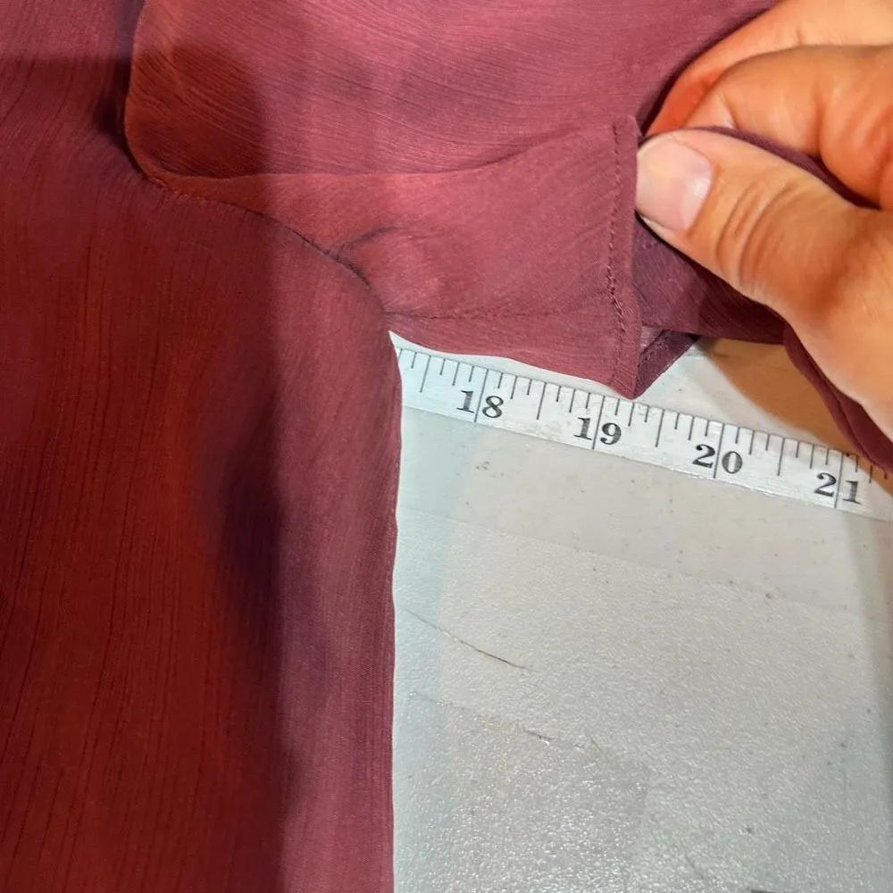 NWT BCBGeneration Tiered Bell Long Sleeve‎ Blouse Size XXS Purple Burgundy - Image 12