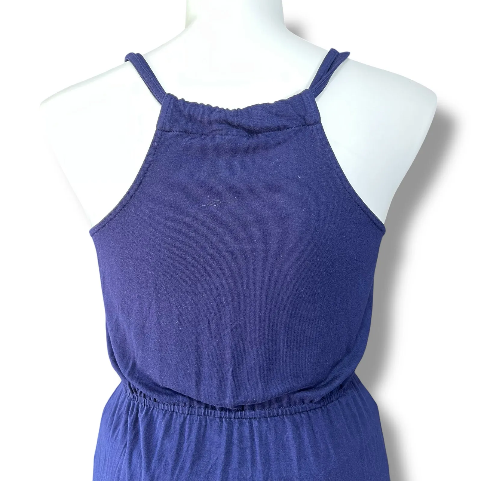 Old Navy Womens Blouson Dress Sleeveless Scoop Neck Knee Length Navy Blue Large - Image 5