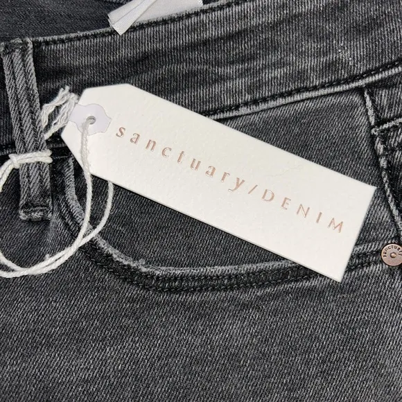 Sanctuary Connector Kick Crop Black‎ Raw Hem Denim Jeans. Size 28 NWT $102 - Image 10