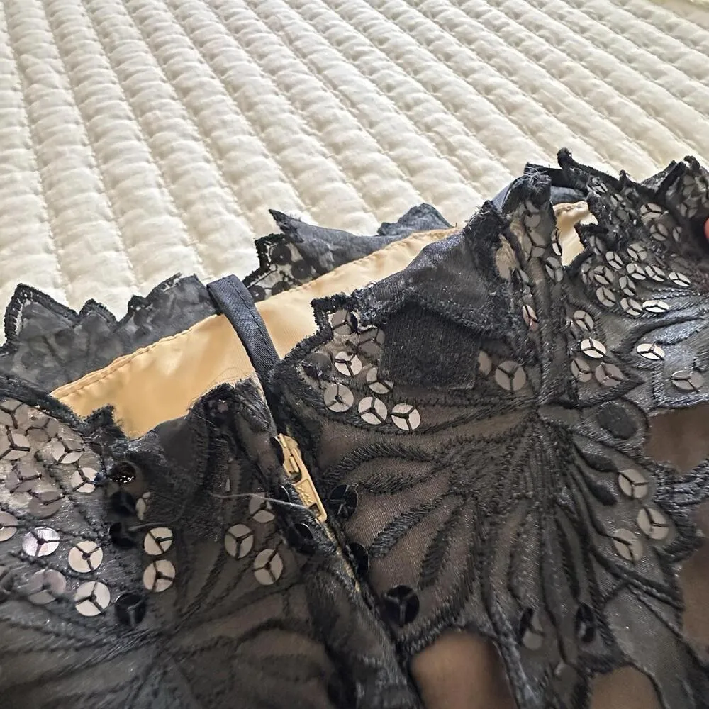 Vintage William Pearson Black Sequin Goth Dress Party Altered Item Fits Small - Image 7