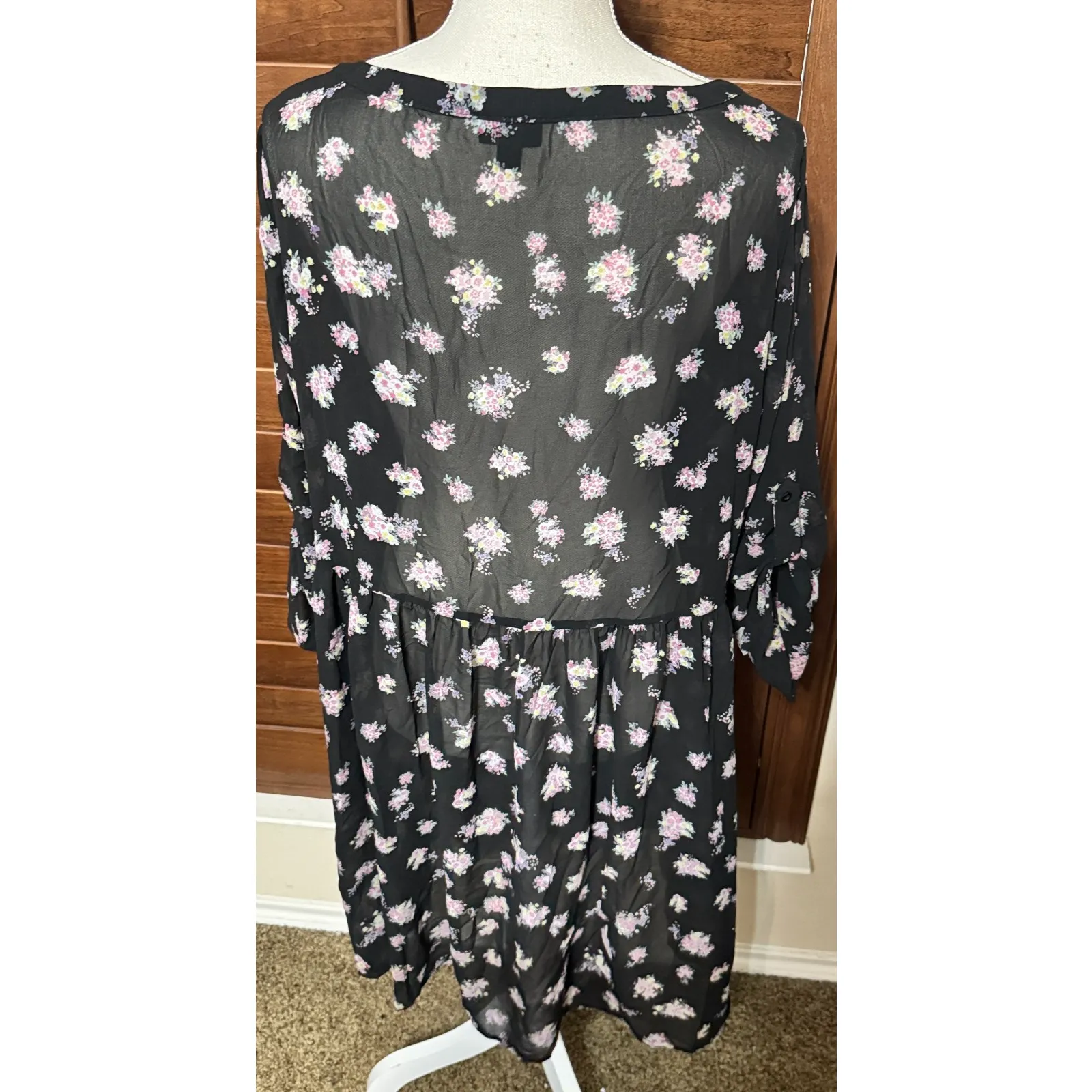 Torrid Black Floral Sheer Dress Dark Romantic Swim coverup 2X whimsigoth fairy - Image 5