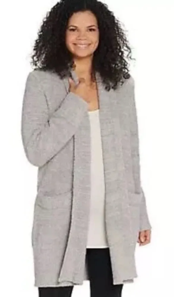 Barefoot Dreams Cozy Chic Cali Cardi Longline Knit Cardigan Lounge Small Gray - Image 1