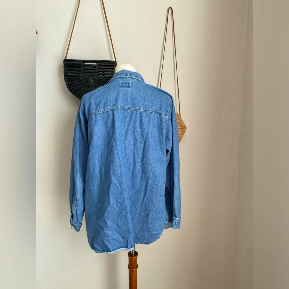 Vintage Nutcracker Denim Blouse Christmas, Size XL Blue - Image 2