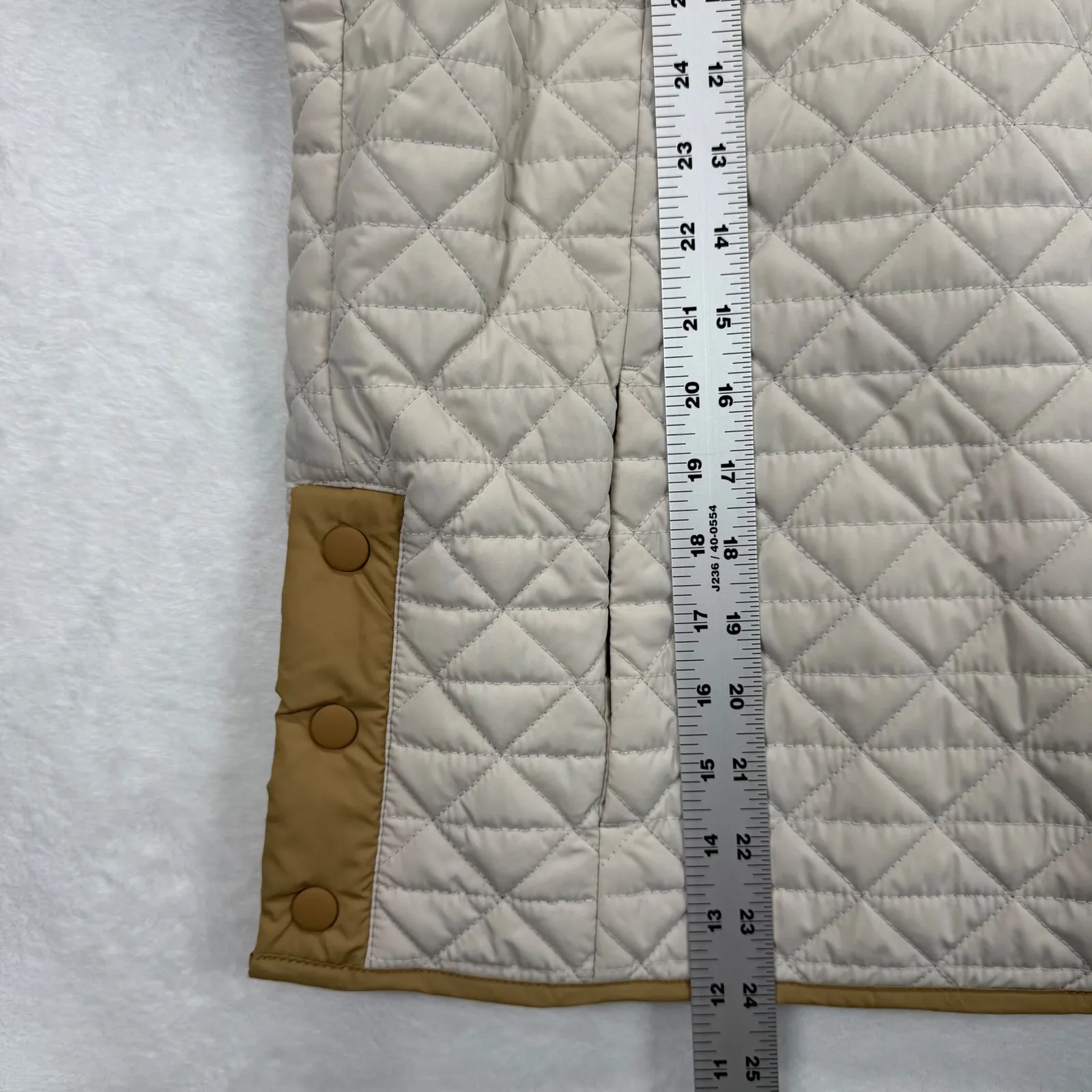 Lands' End ‎ Quilted Snap Pullover Jacket Primaloft Lightweight Beige S - Image 3