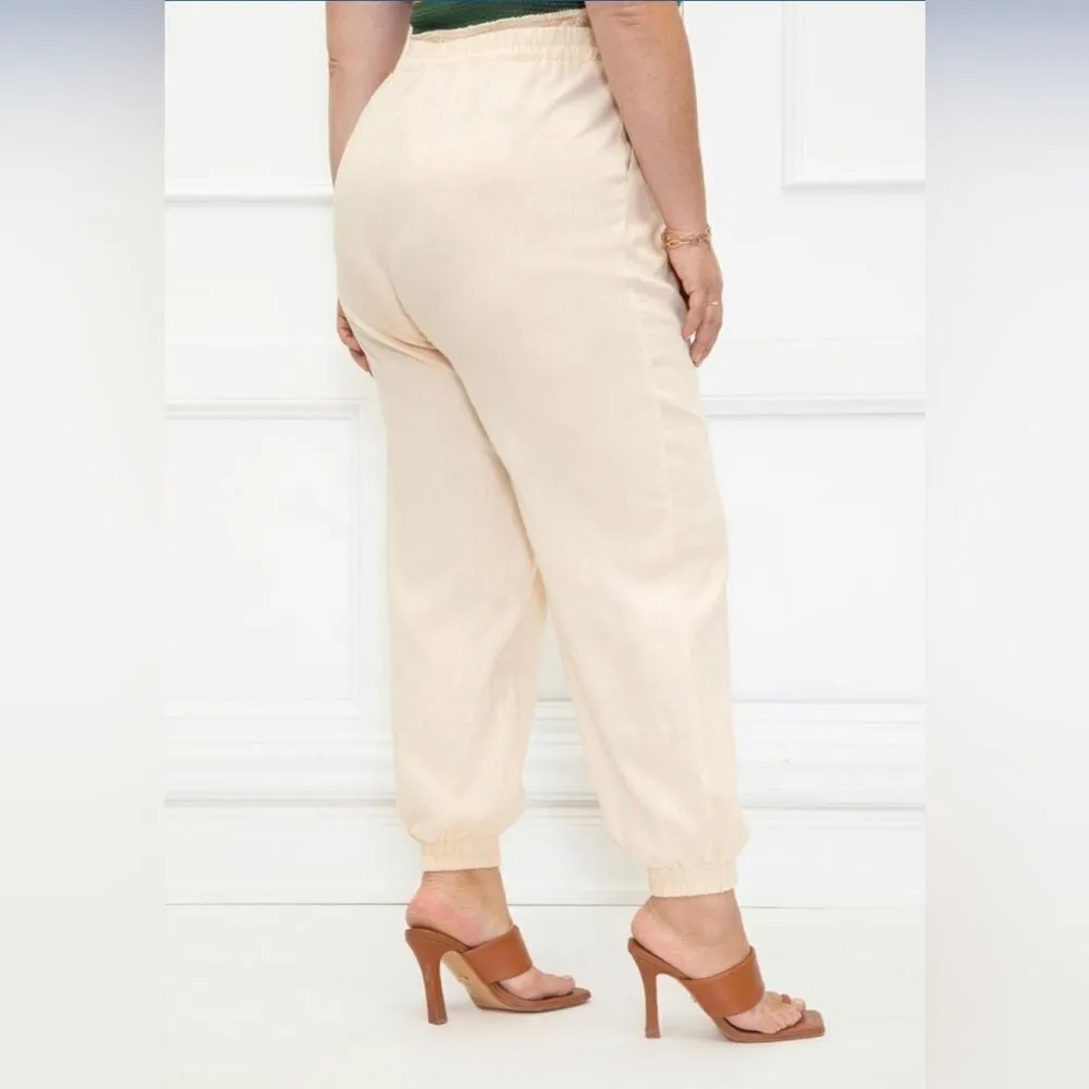 NEW ELOQUII Elements Women's Plus Size Linen Blend Jogger Pants - Image 4