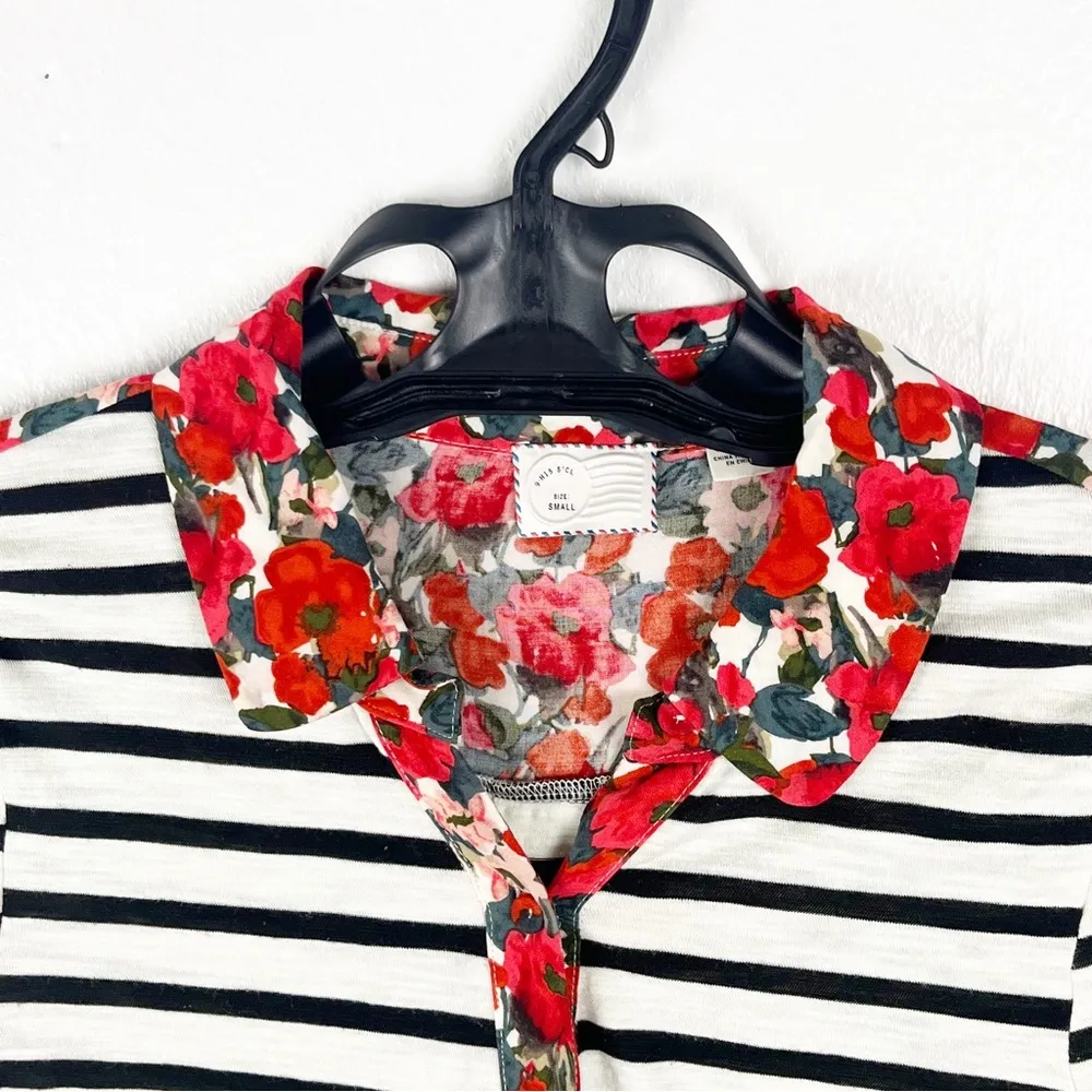 ANTHROPOLOGIE POSTMARK Mixed Prints Long Sleeves Button Top, Size Small - Image 7