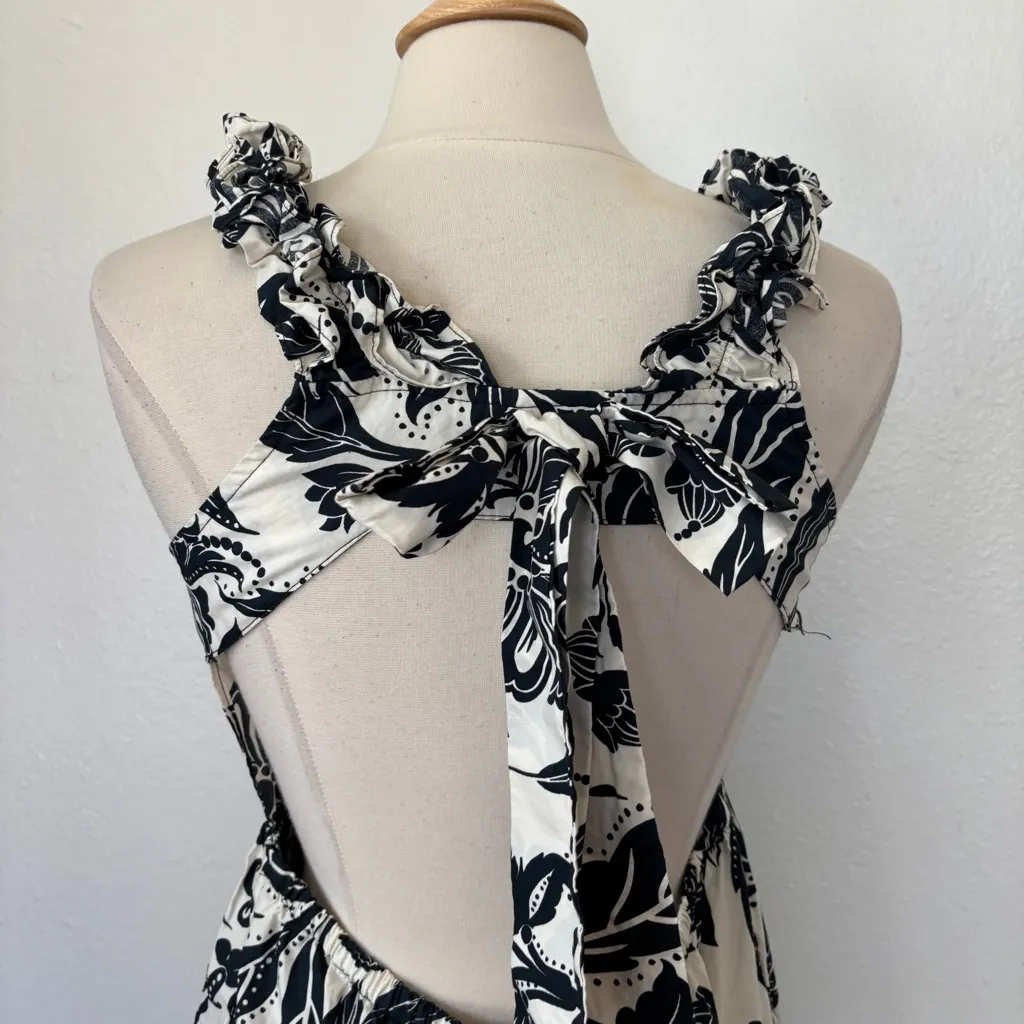 Who What Wear Black and Off White Cotton Sleeveless Sundress - Image 7