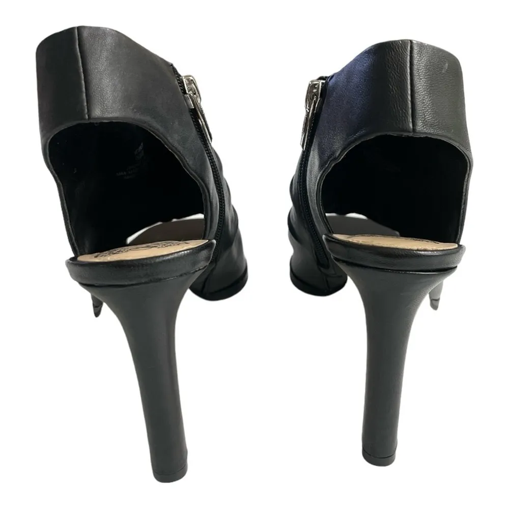 Vince Camuto Jenett Leather
Rouched Front Slingback
Heeled Booties Black 9 1/2M - Image 4