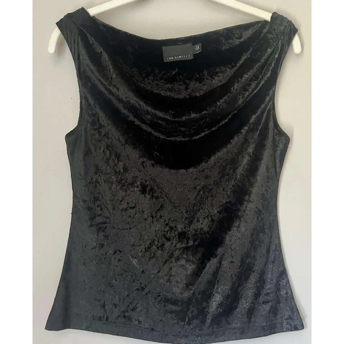 The Limited Black Velvet Draped Neckline Top & Midi Pull-on Skirt w/Ruffle Set - Image 4