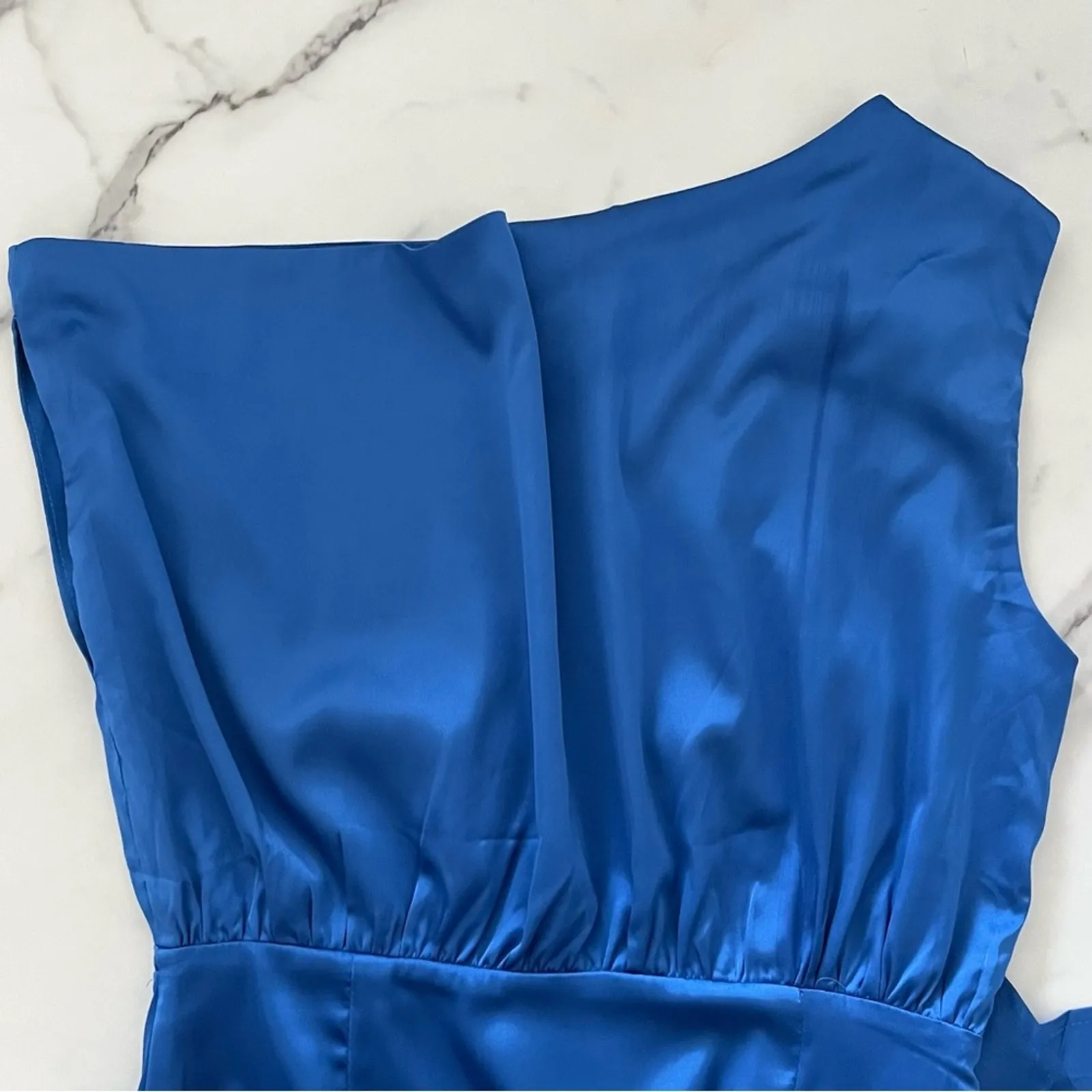 Sage + paige still lovers satin dress midnigth blue Sz Medium boho sexy party - Image 10