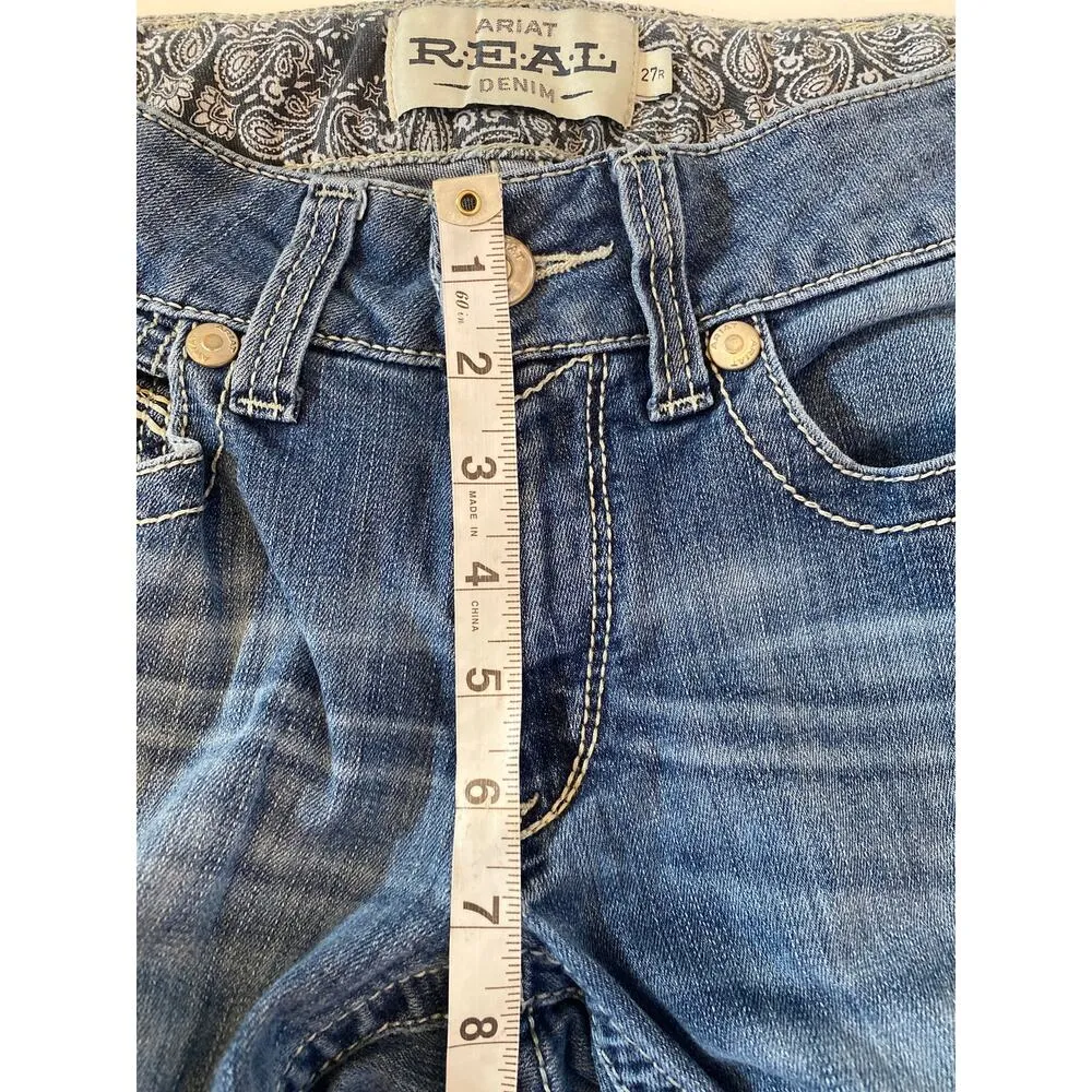 Ariat Real Denim Jeans Natalia Bootcut Low Rise Sz 27R Distressed Western Casual - Image 15