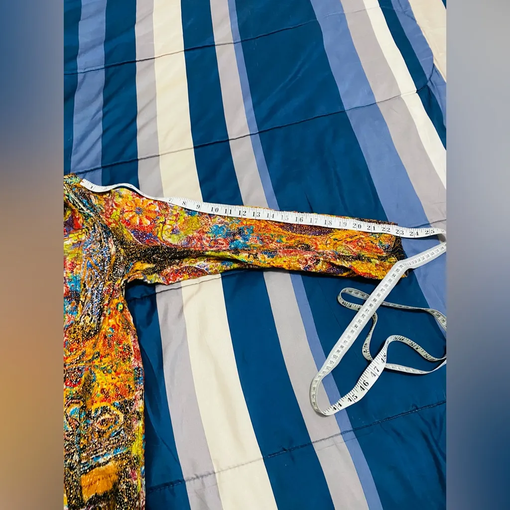 Ankara Print Colorful Abstract Blazer Yellow Size L - Image 6