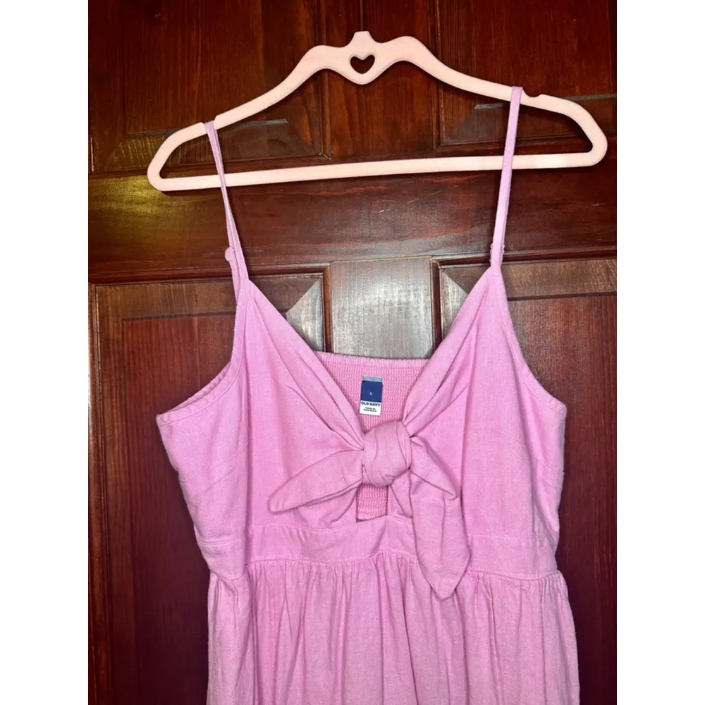 Old Navy Large Pink Tank Dress with Key Hole Bow on bust - Image 3