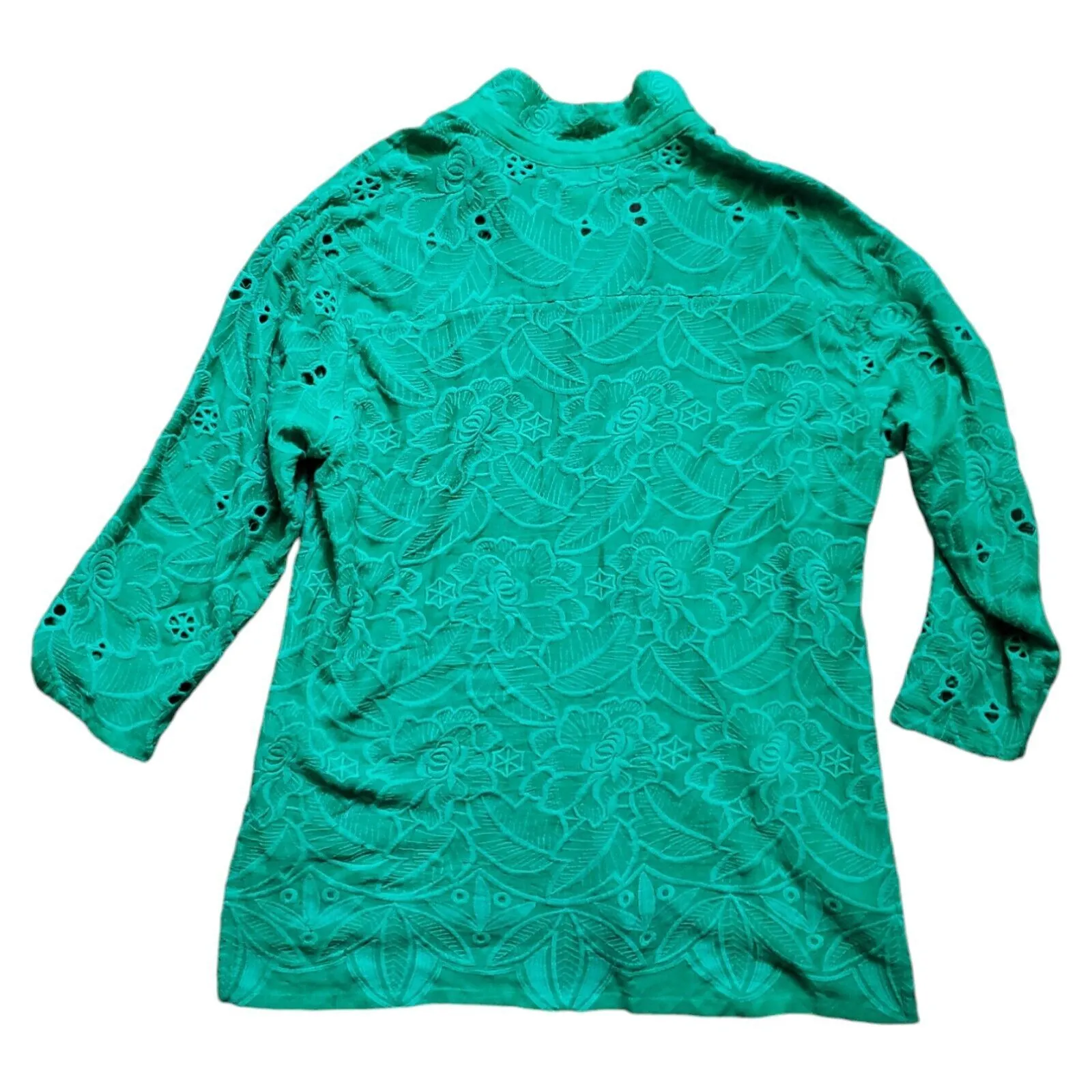 Anthropologie Akemi Kim Shirt Women Medium Embroidered Short Sleeve Green Top Size undefined - Image 4