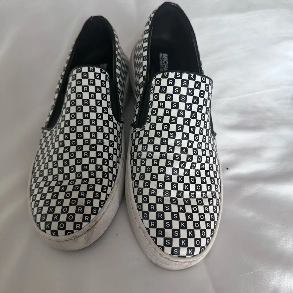 Michael Kors Monogram Slip-On Sneakers in Black and White - Image 3