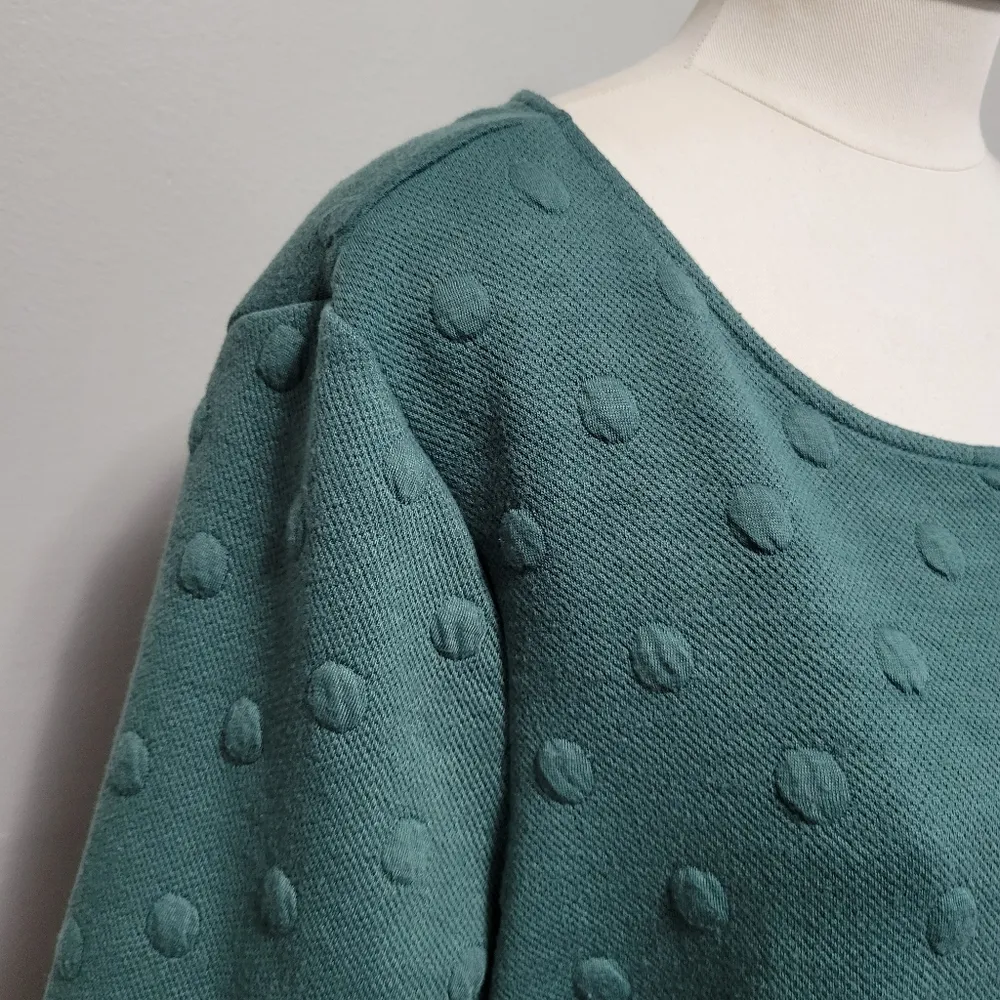 Anthro W5 forest green swiss dot jacquard sweater size large - Image 3