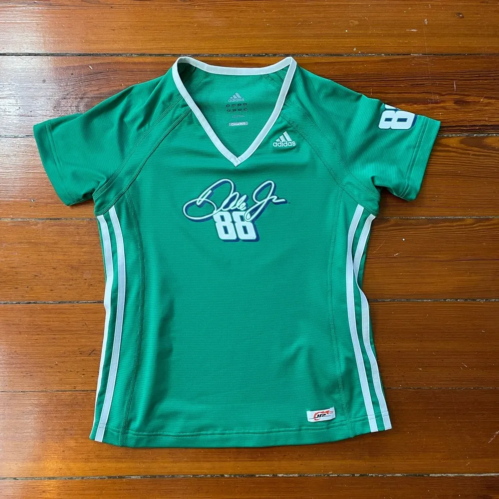 Y2K NASCAR Adidas Climalite 365 Dale Earnhardt Jr #88 V Neck Shirt - Sz S 💚🎀 - Image 8