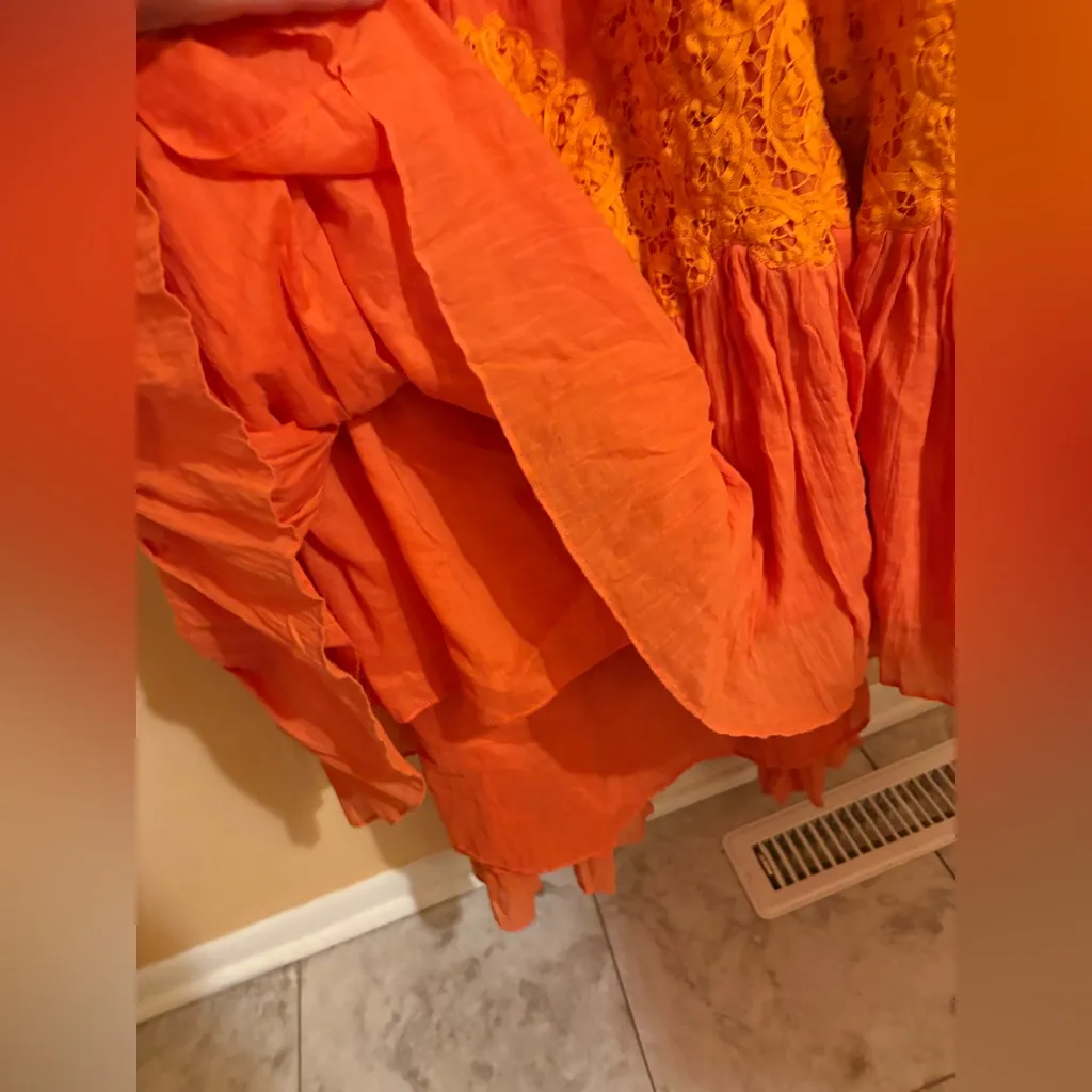 Anthropologie Floreat Sanoh Gauze Orange Maxi Skirt - Image 9
