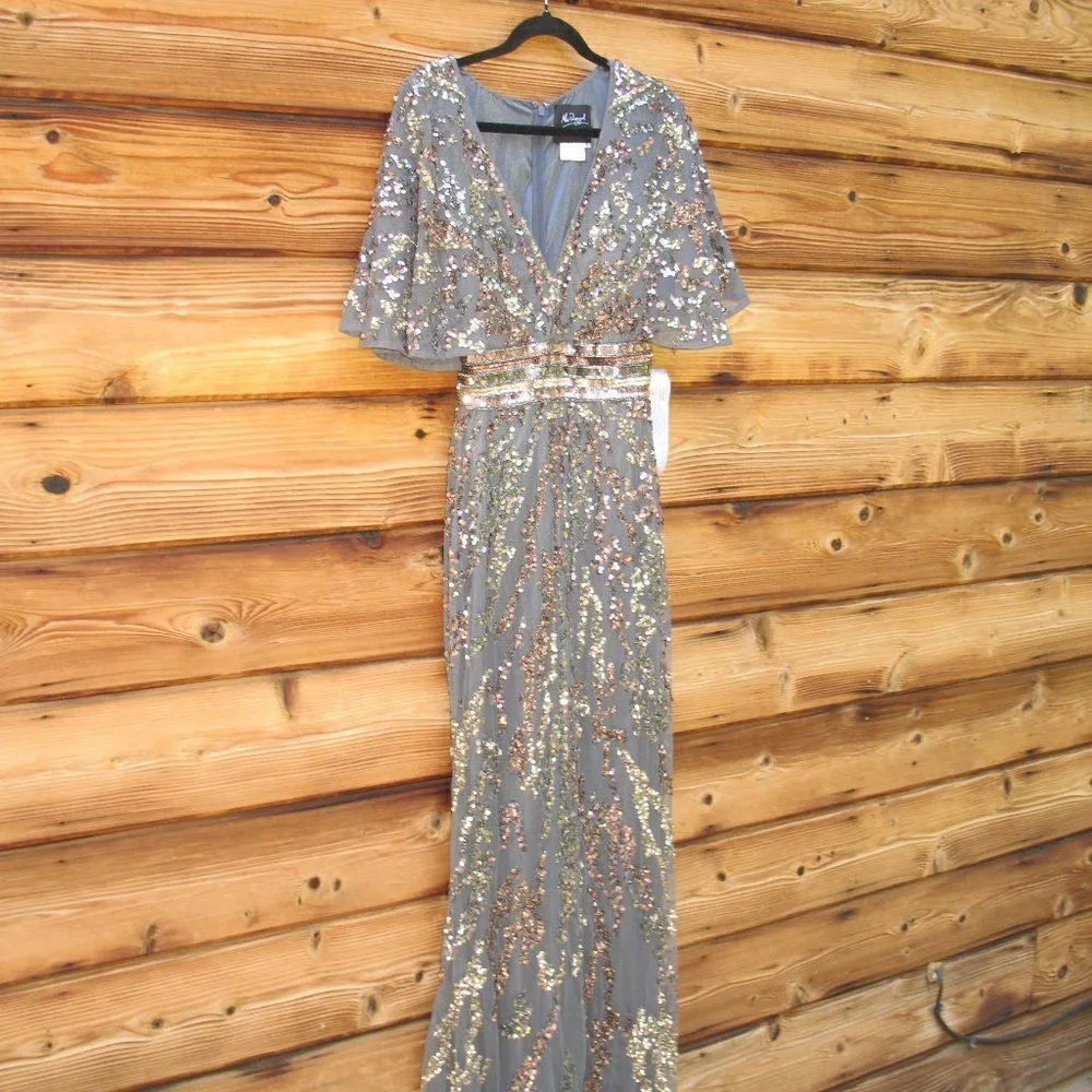 Mac Duggal 5439 Womens Embellished Cape Sleeve Gown Dress - Image 7