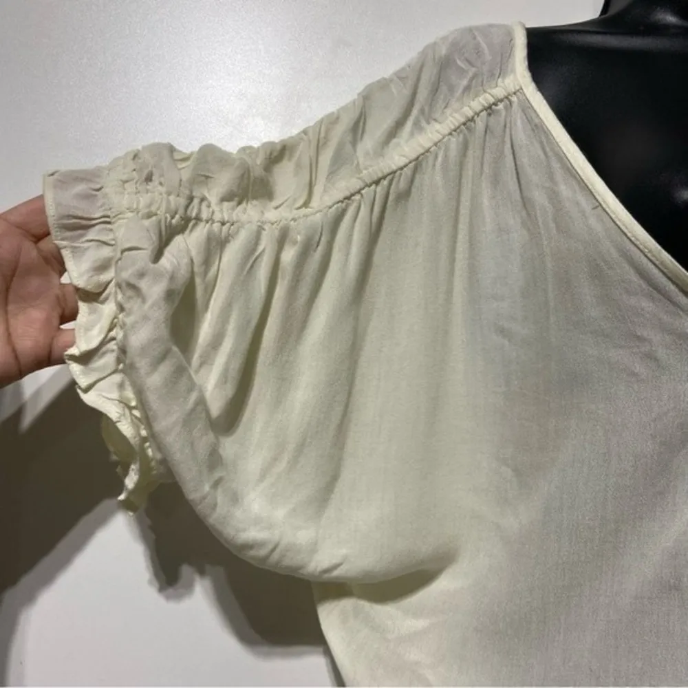 Free People Cleo Bodysuit Cream Size Small NWT Flutter Sleeves Flowy Top - Image 8