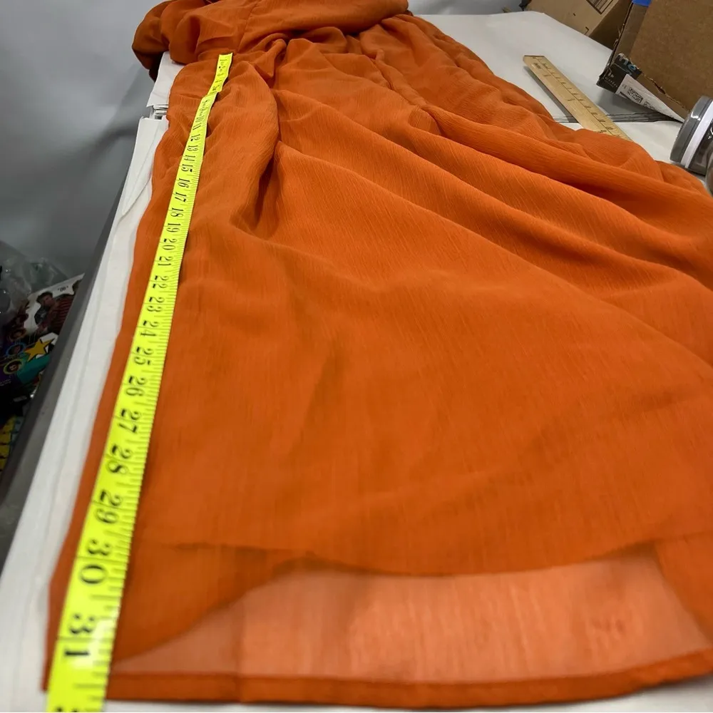 Womens Boho Wide Leg Loose burnt orange strapless Jumpsuit Side Pockets Small - Image 8