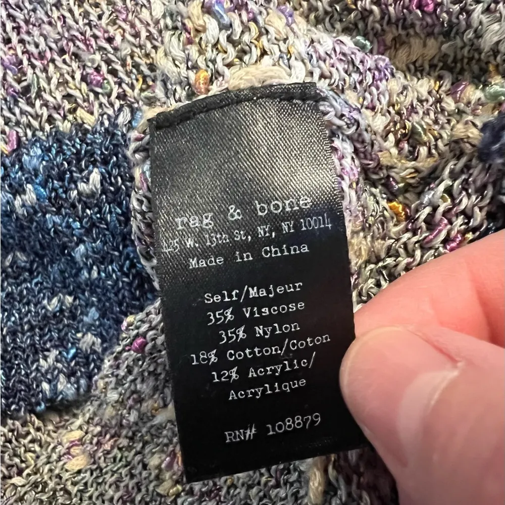 Rag & Bone Womens Multicolor Print Long Sleeve Blue Hem Pullover Sweater Small - Image 7