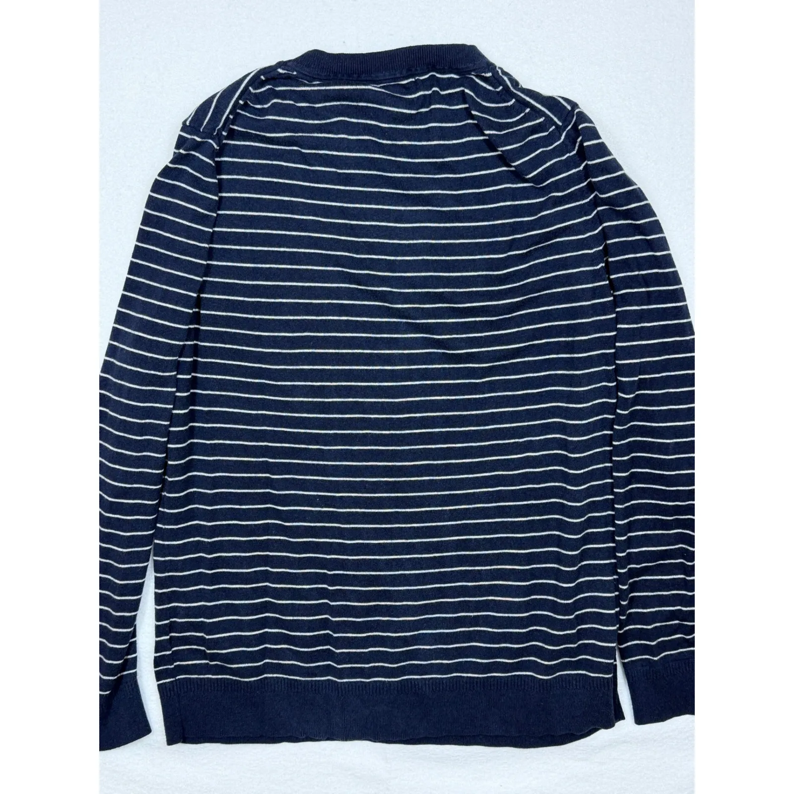 Banana Republic Silk Cashmere Navy Stripe Hello Weekend Crewneck Sweater XL - Image 7