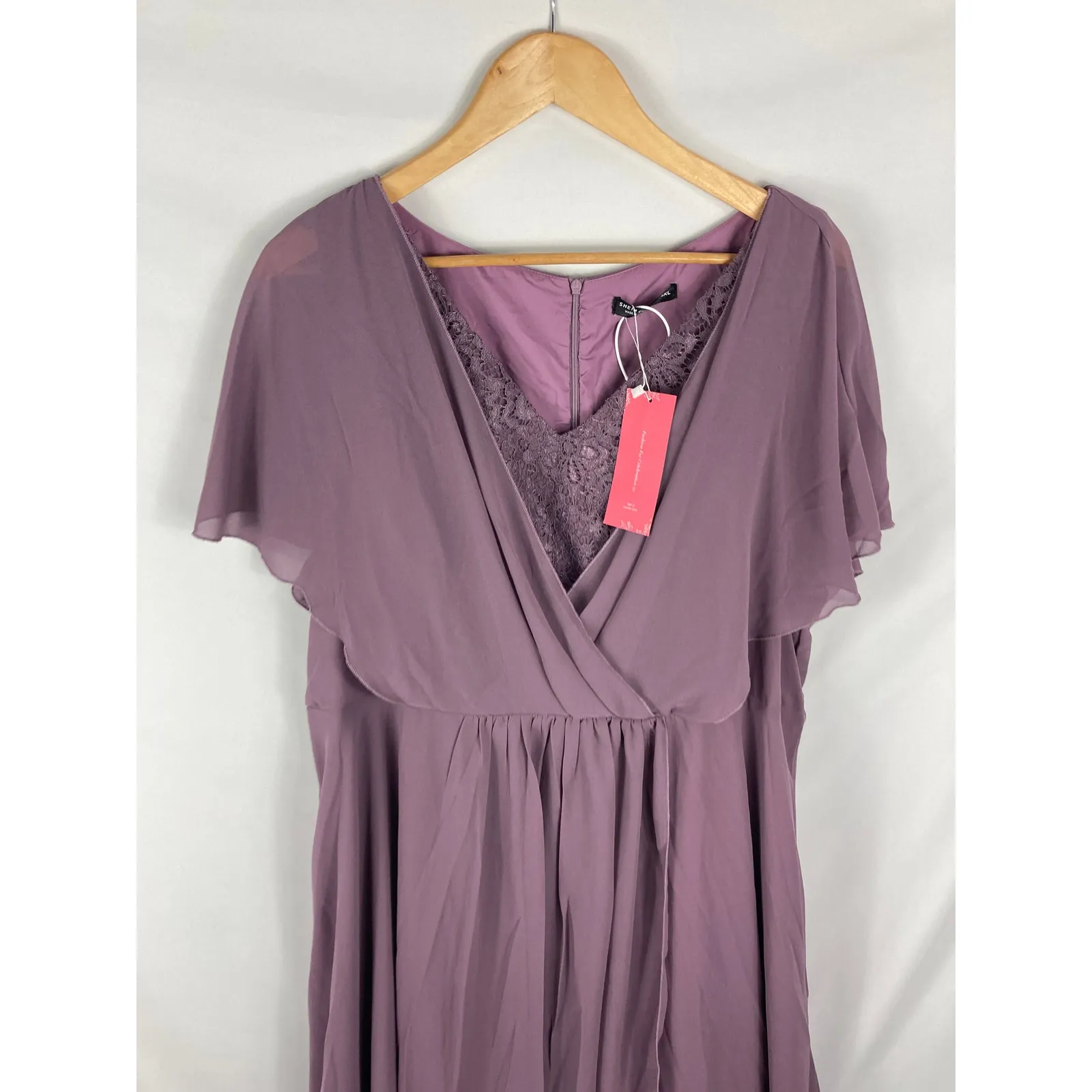 NWT Shein Curve Purple Lace Detail Maxi Bridesmaid Dress Size 4XL - Image 2