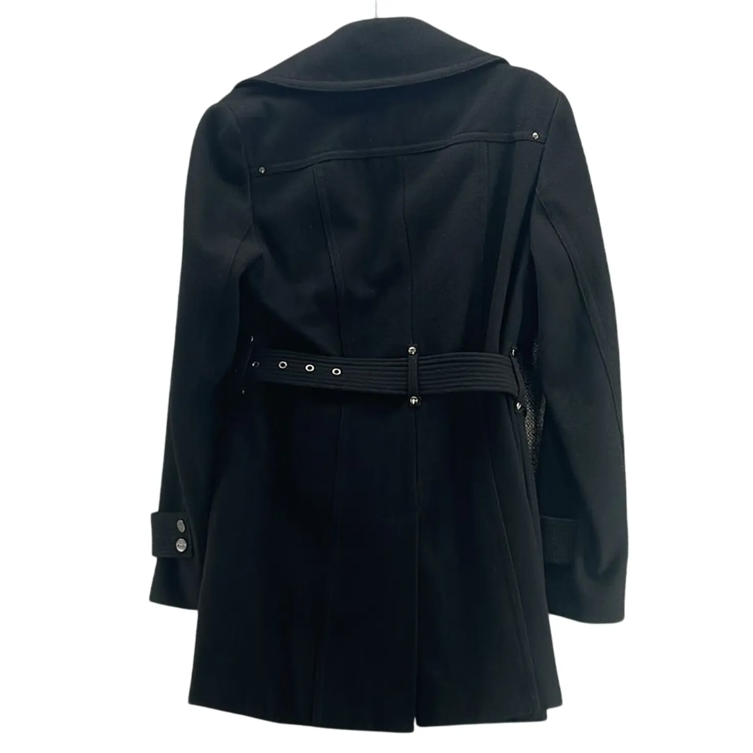 Kenneth Cole Womans Wool Trench Coat Size 10 Grunge Zip Accent Modern Warm Cozy Black - Image 3