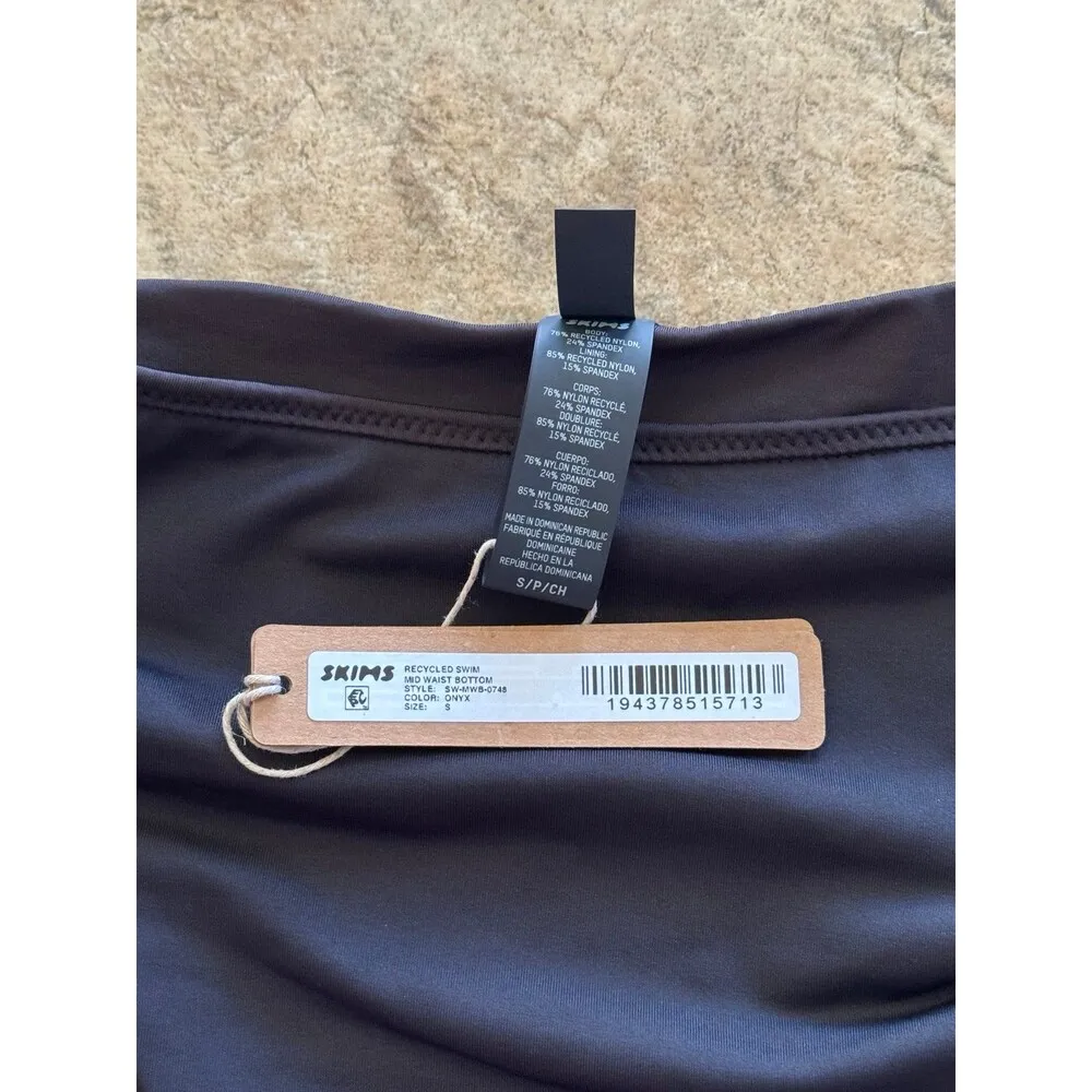 SKIMS  Swim Mid Waist Bikini Bottom Onyx Size Small - Image 6