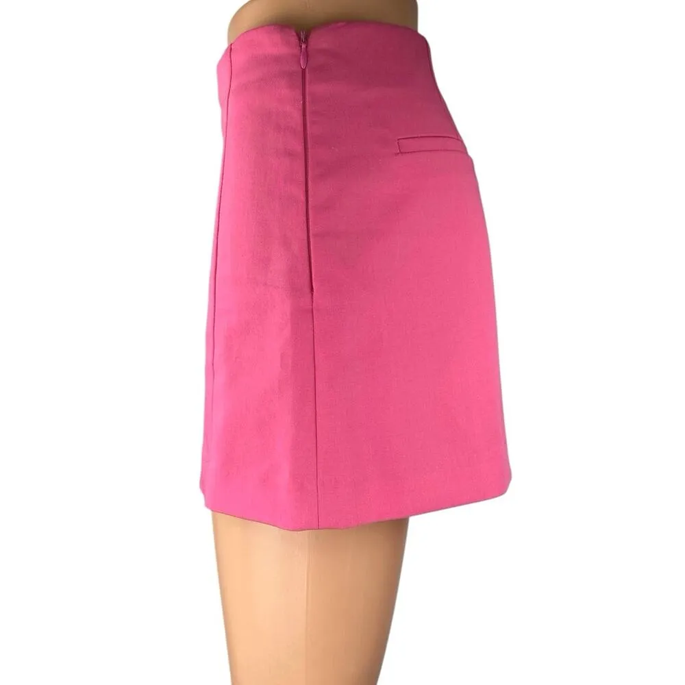 Zara Women's Pink High Waist Wide Leg Side Zip Mini A-Line Skirt Skort Size M - Image 2