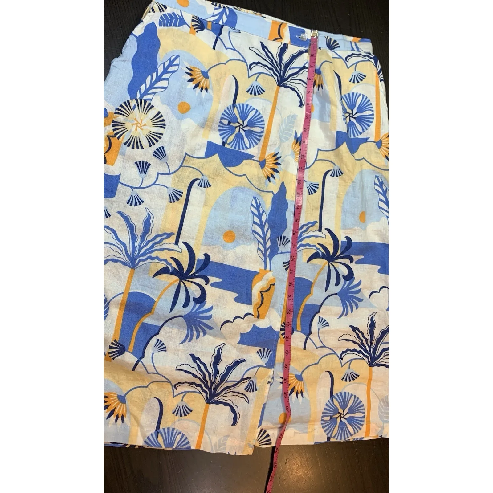 Nicole Miller New York Linen Wrap Skirt Women XL Resort Tropical‎ Print Coastal - Image 12